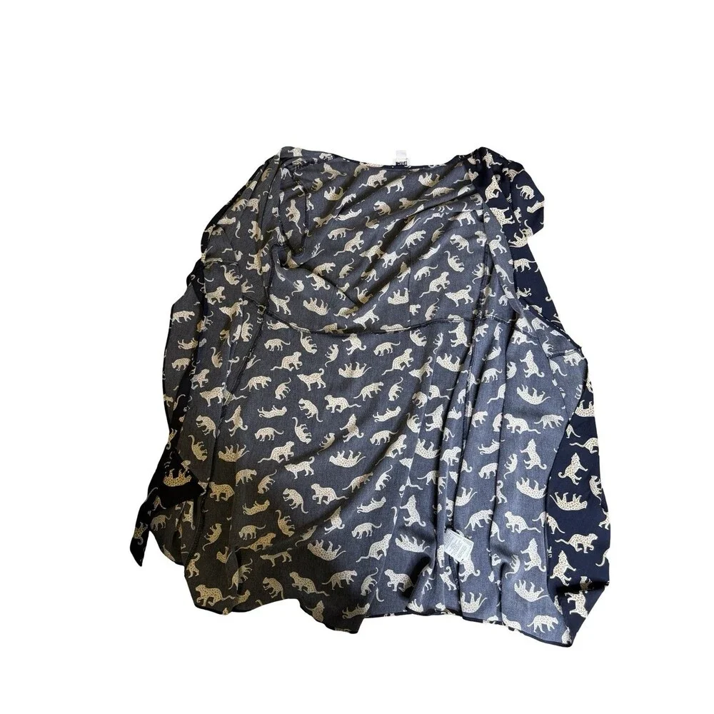 J.Crew size 6 Women’s Navy Blue Leopard Print Short Sleeve Wrap Dress